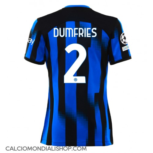 Maglie da calcio Inter Milan Denzel Dumfries #2 Prima Maglia Femminile 2023-24 Manica Corta